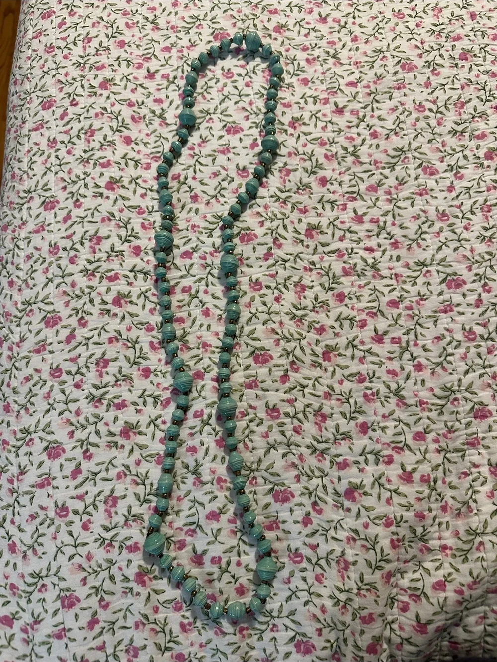 Turquoise Color Beaded Long Necklace - Women's Jewelry